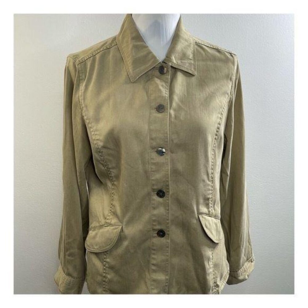 J. Jill Button Down Collar Cargo Jacket Size Small - Picture 2 of 9